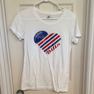 White T-Shirt with Bills Heart Design